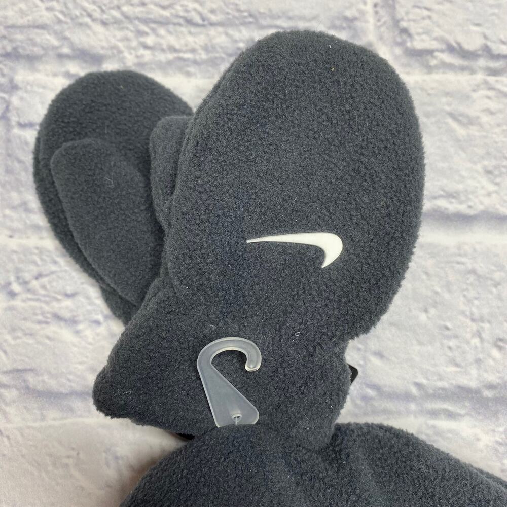 Nike Fleece Trapper Hat with Matching Mittens in Charcoal Grey - Picture 4 of 7